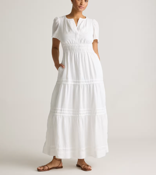 Vestido largo escalonado 100% lino europeo