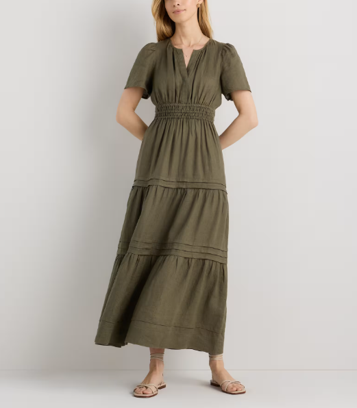 Vestido largo escalonado 100% lino europeo