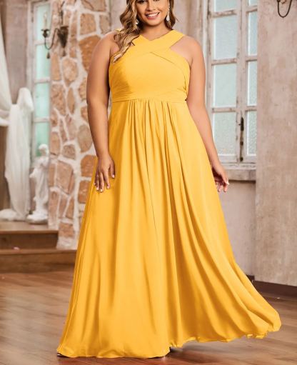 Vestido de gasa con tirantes cruzados y cintura imperio, color verde oliva, talla grande