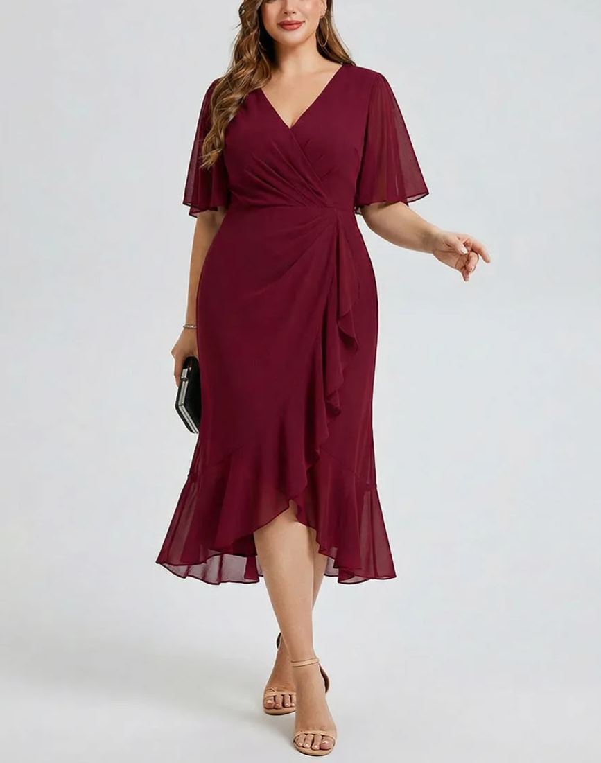 Vestido de gasa de sirena floral de talla grande