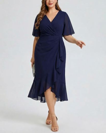 Vestido de gasa de sirena floral de talla grande