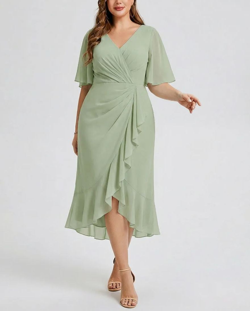 Vestido de gasa de sirena floral de talla grande