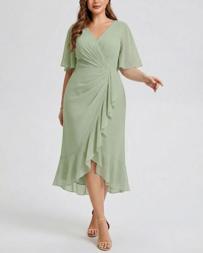 Vestido de gasa de sirena floral de talla grande