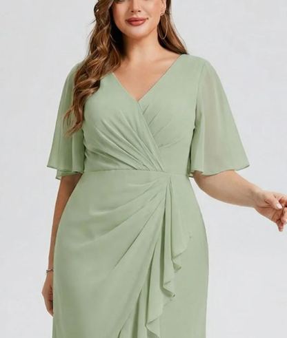 Vestido de gasa de sirena floral de talla grande