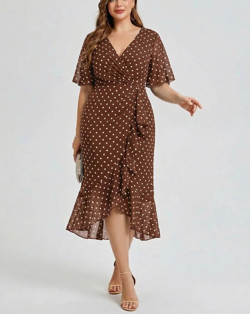 Vestido de gasa de sirena floral de talla grande