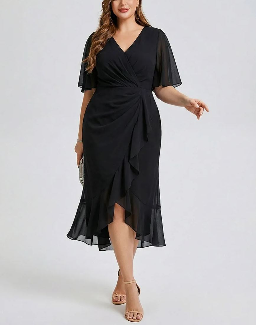 Vestido de gasa de sirena floral de talla grande