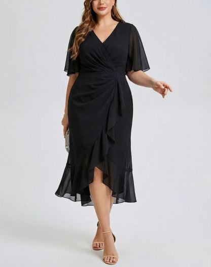 Vestido de gasa de sirena floral de talla grande