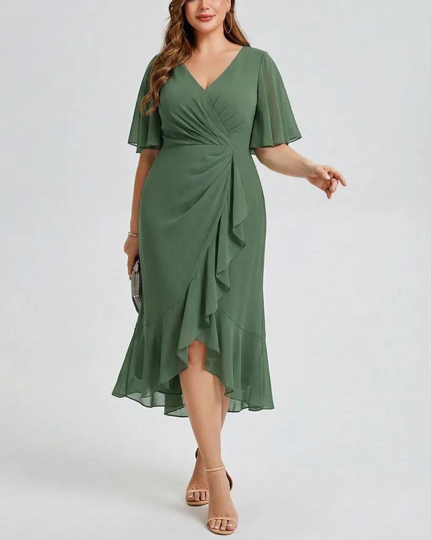 Vestido de gasa de sirena floral de talla grande