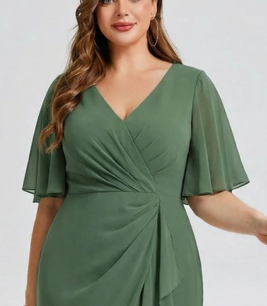 Vestido de gasa de sirena floral de talla grande