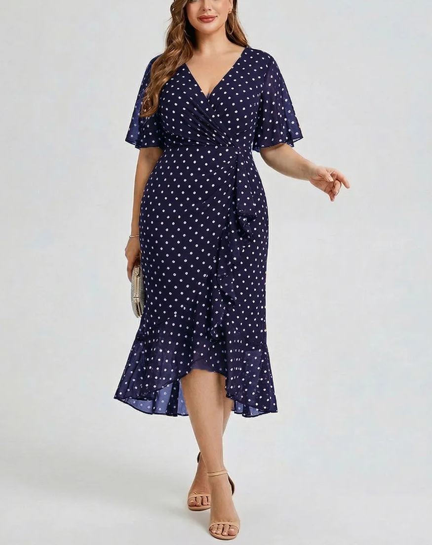 Vestido de gasa de sirena floral de talla grande