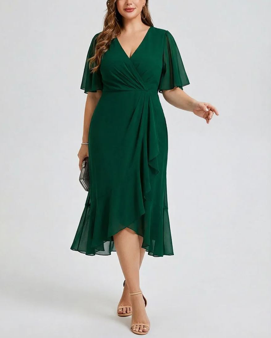 Vestido de gasa de sirena floral de talla grande