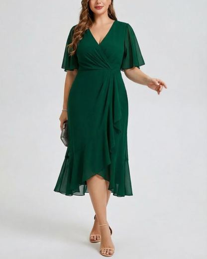 Vestido de gasa de sirena floral de talla grande