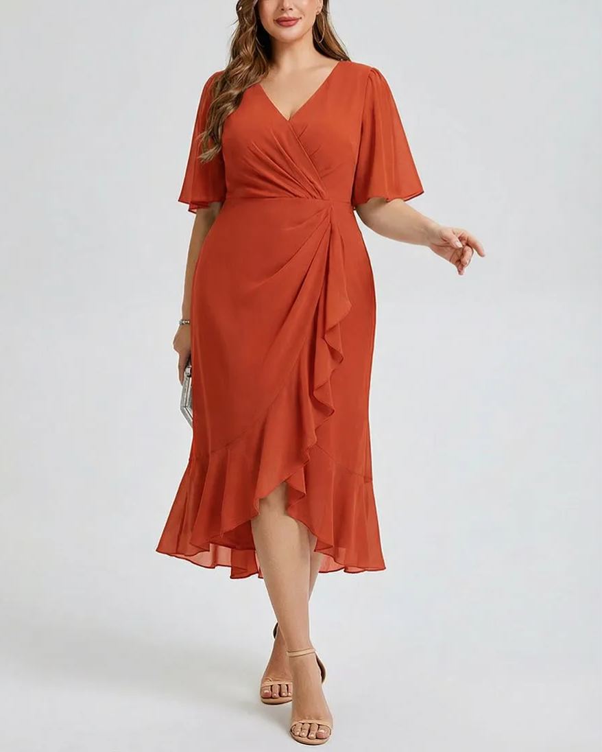 Vestido de gasa de sirena floral de talla grande