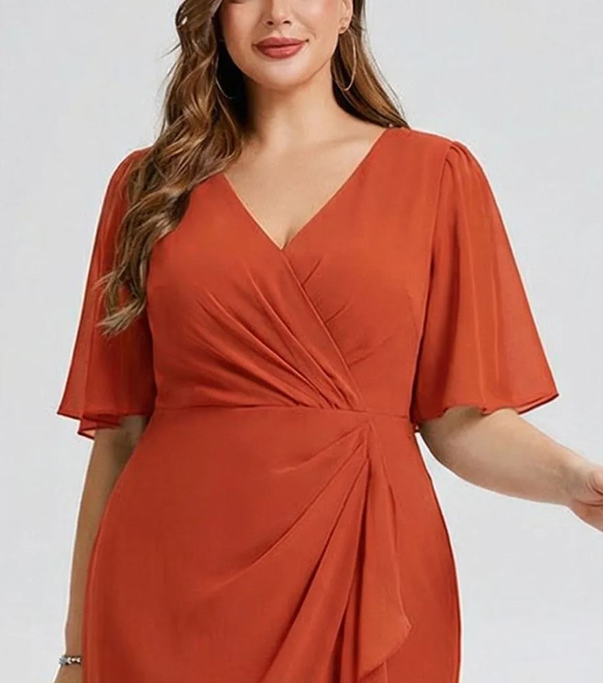 Vestido de gasa de sirena floral de talla grande