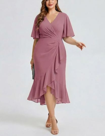 Vestido de gasa de sirena floral de talla grande