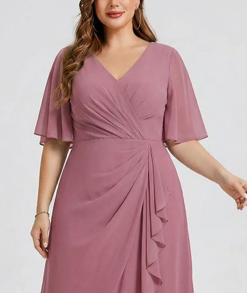 Vestido de gasa de sirena floral de talla grande