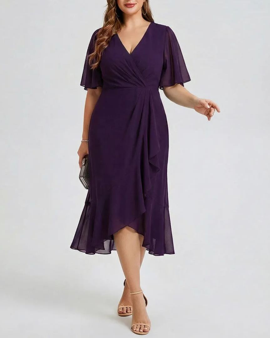 Vestido de gasa de sirena floral de talla grande