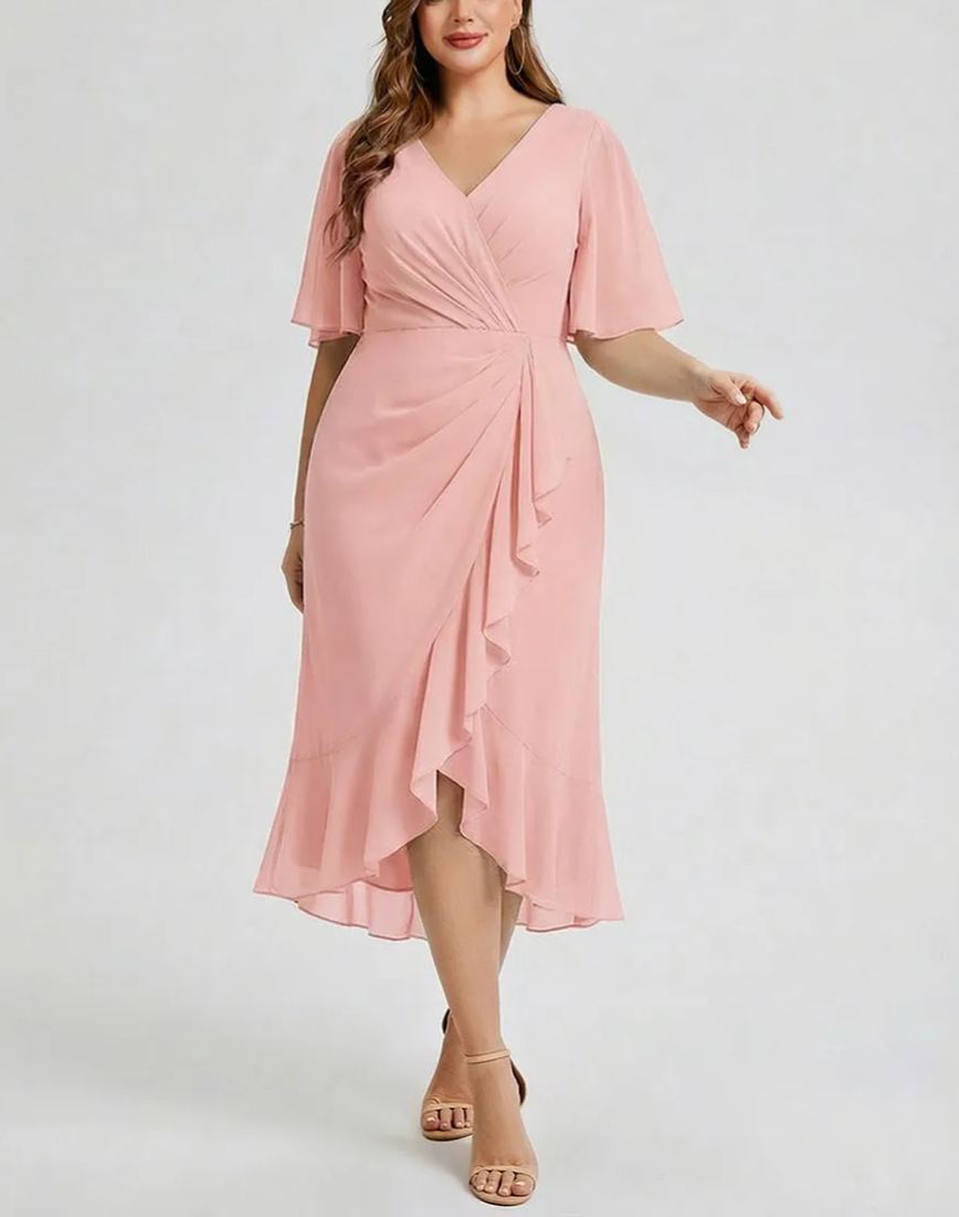 Vestido de gasa de sirena floral de talla grande