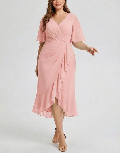 Vestido de gasa de sirena floral de talla grande