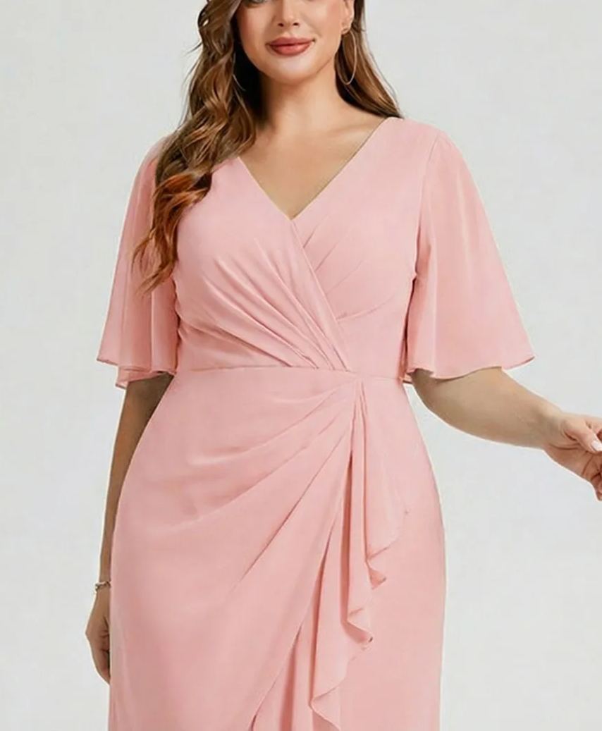 Vestido de gasa de sirena floral de talla grande