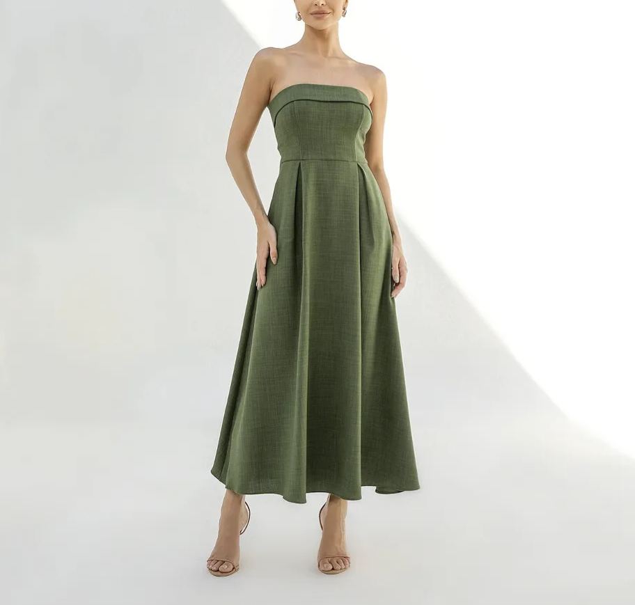 Vestido midi verde sin mangas Sophia