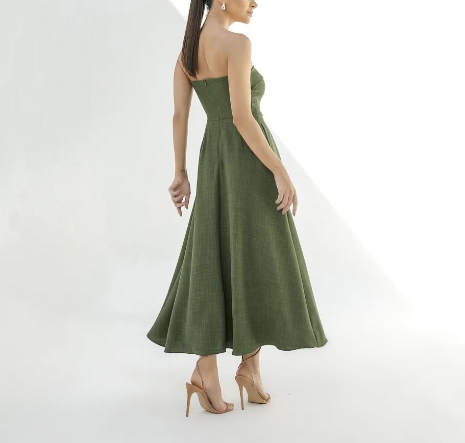 Vestido midi verde sin mangas Sophia