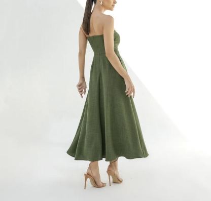 Vestido midi verde sin mangas Sophia