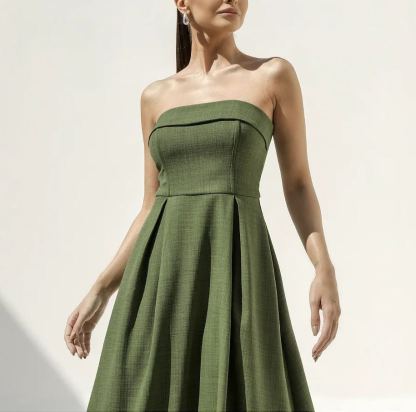 Vestido midi verde sin mangas Sophia
