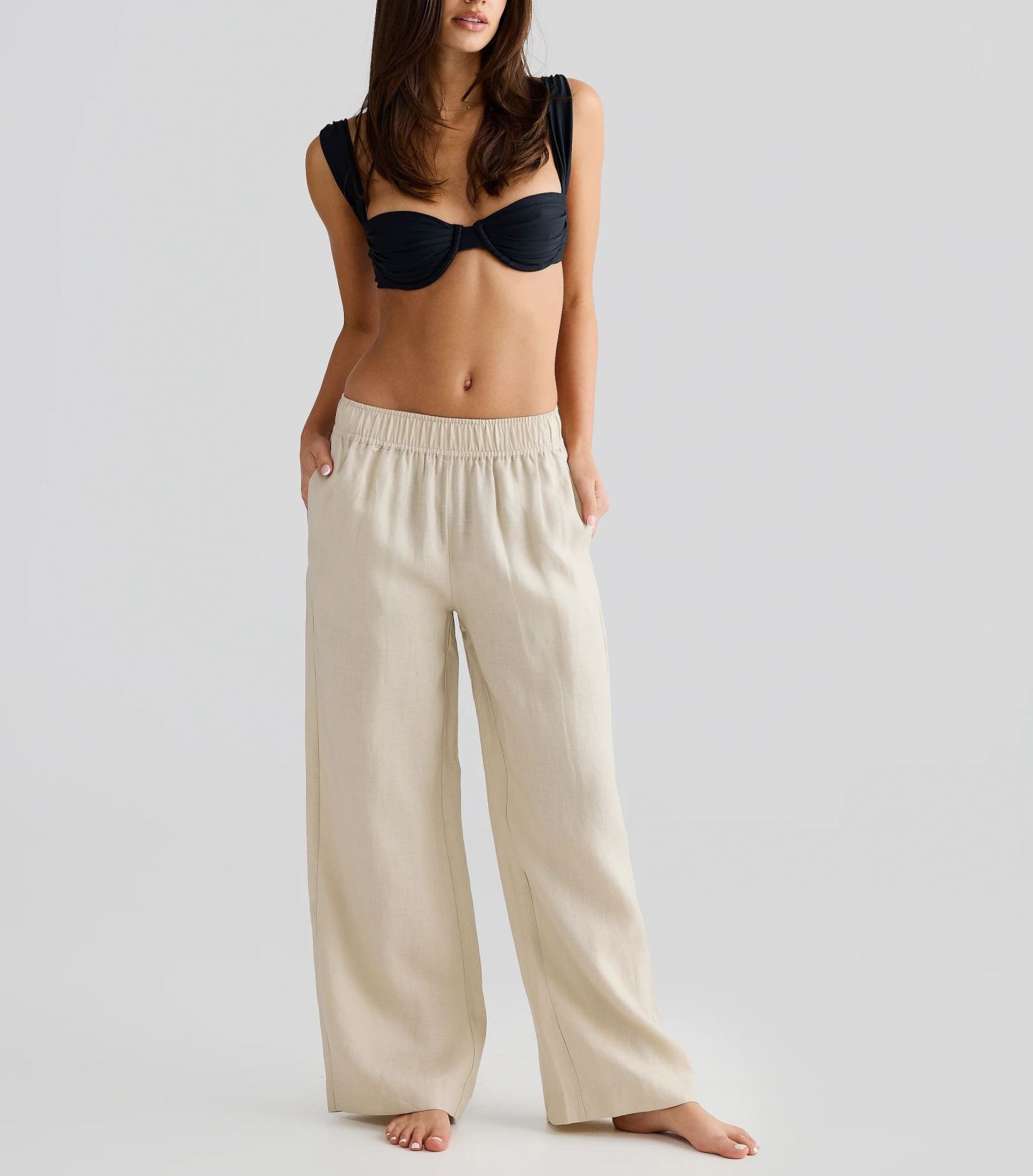 Pantalones de lino color arena