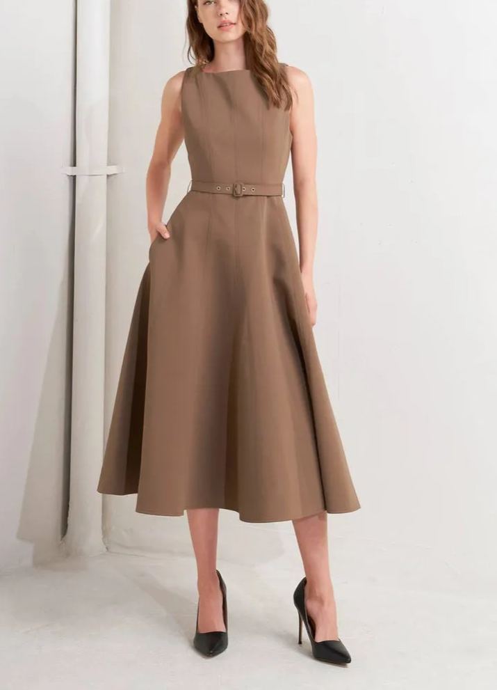 Vestido midi marrón