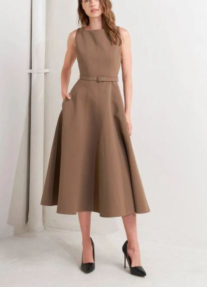 Vestido midi marrón