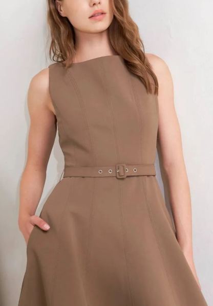 Vestido midi marrón