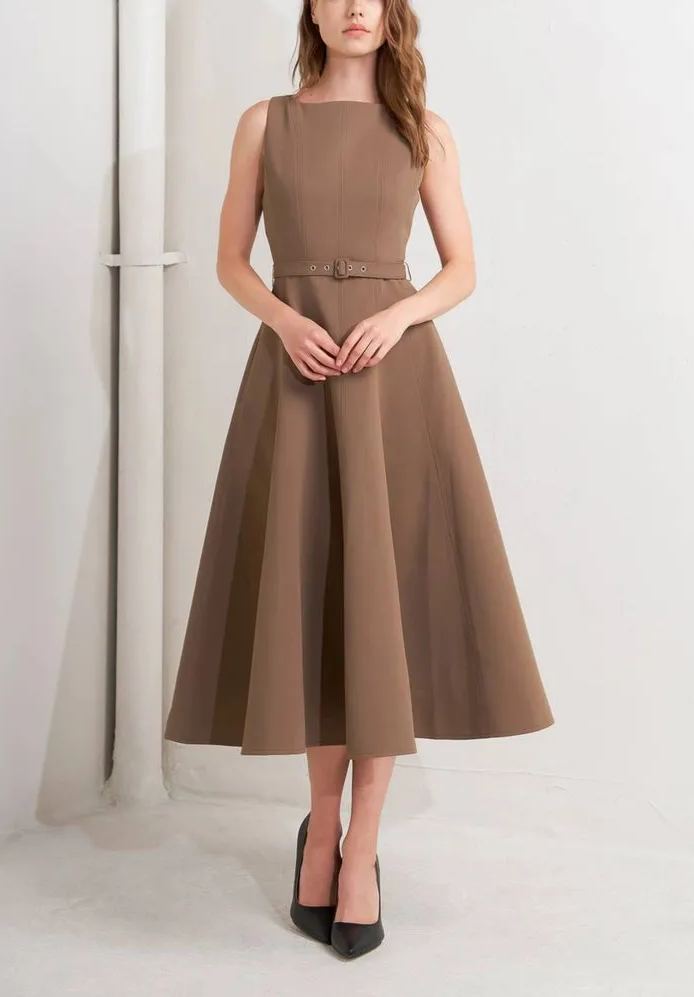 Vestido midi marrón