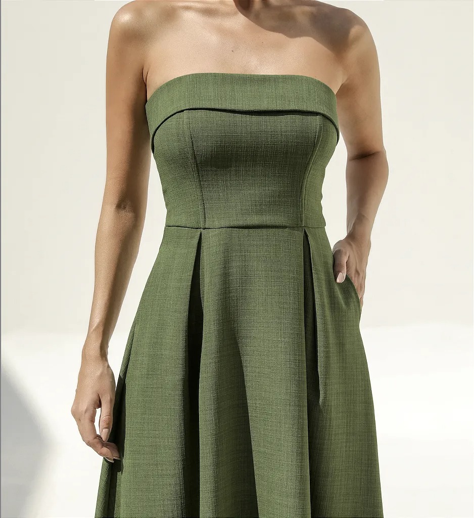 Vestido midi verde sin mangas Sophia