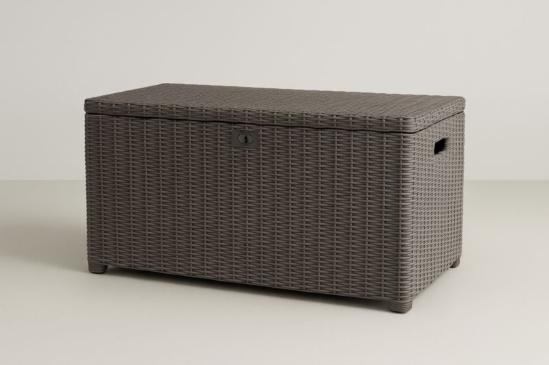 Coffre de Rangement Extérieur en Résine Tressée Marron