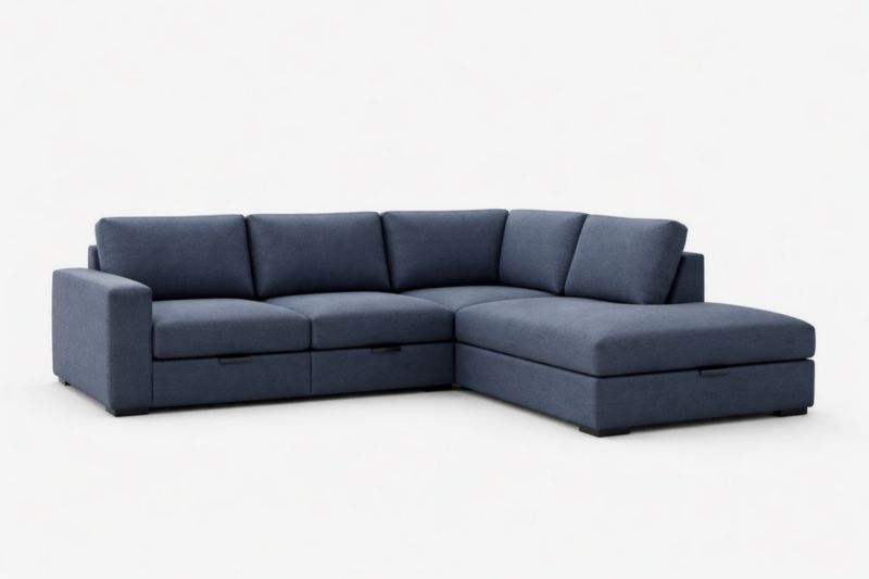 Canapé d'angle modulable en tissu bleu 280 cm