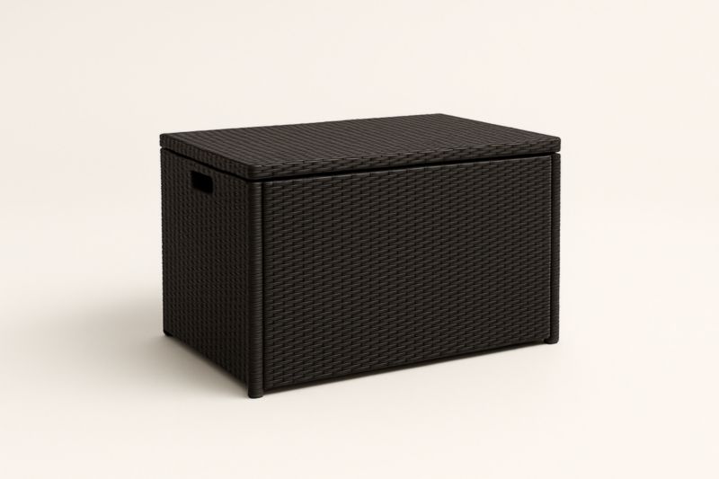 Coffre de rangement en résine tressée marron 120x50x60 cm