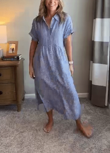 Striped Shirt Dress with Pockets—Effortless Style and Functionality