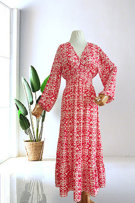 2026 Summer Casual Print V-neck Long Dress