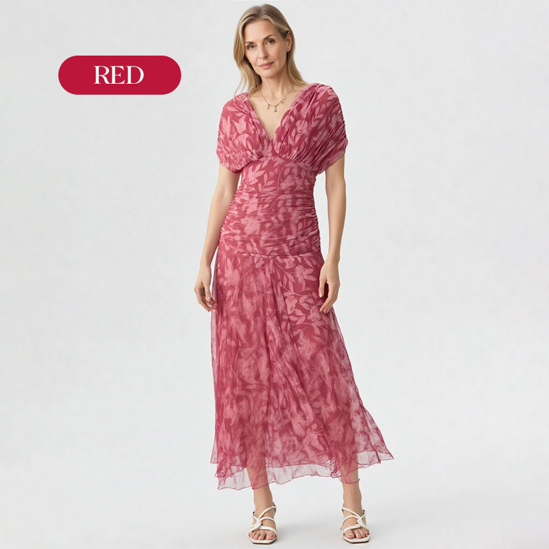 Women's Off-the-Shoulder V-Neck Printed Dress