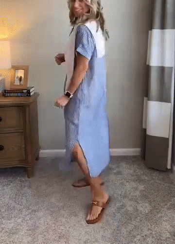 Striped Shirt Dress with Pockets—Effortless Style and Functionality