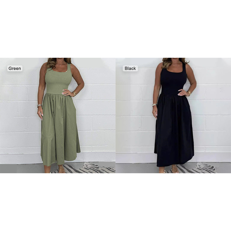 Women's Casual Solid Color Sleeveless Dress