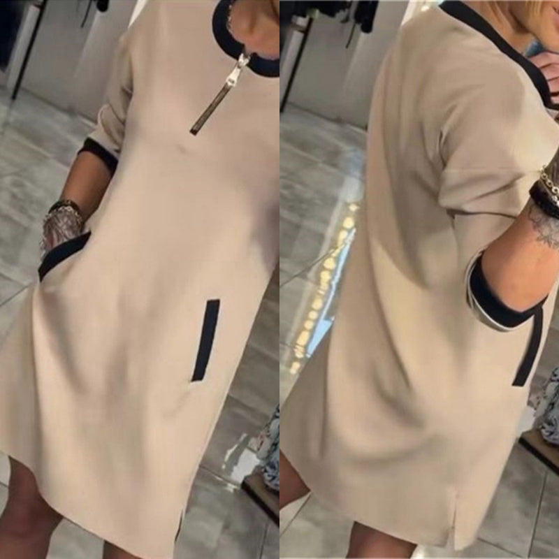 Trendy V-Neck 3/4 Sleeve Dress with pockets—perfect for any occasion🌟