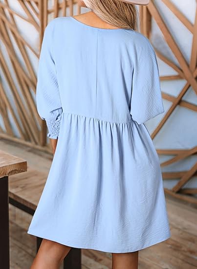 Round Neck Dress with 3/4 Sleeves