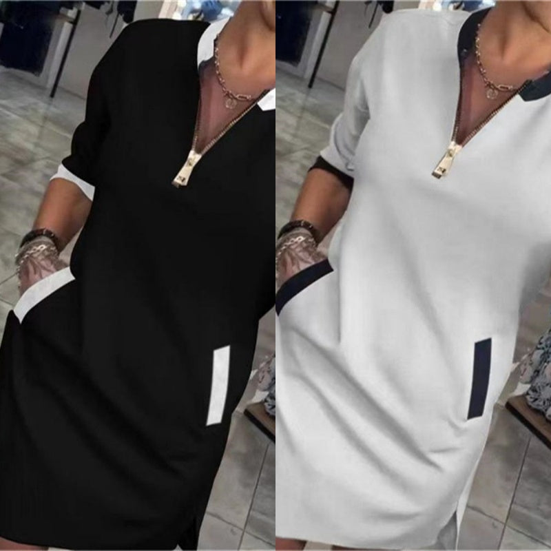 Trendy V-Neck 3/4 Sleeve Dress with pockets—perfect for any occasion🌟