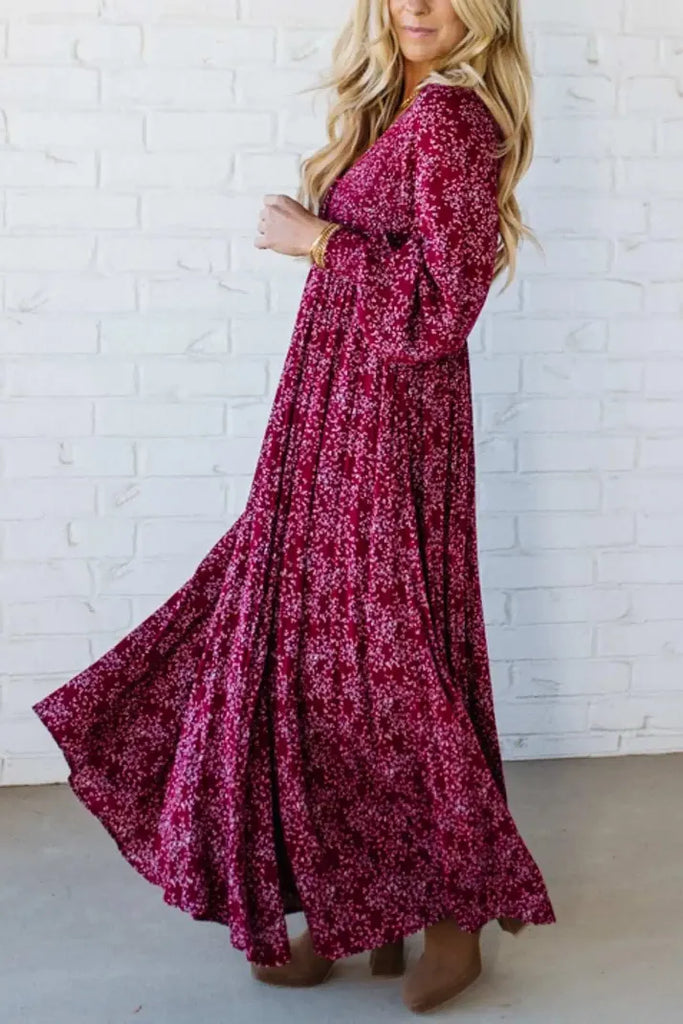 Women’s Floral Rayon Smocked-Waist Lined Maxi Dress