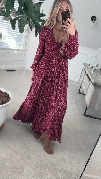 Women’s Floral Rayon Smocked-Waist Lined Maxi Dress – Flattering Fit, Lightweight Fabric & Elegant Boho Style 💃