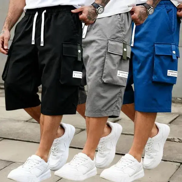 Men's Casual Cargo Shorts - Elastic Drawstring Waist & Multiple Pockets---Buy 3 Get Extra 25% Off & Free Shipping