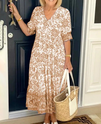 V-neck cozy Bohemian Latest Style Dress