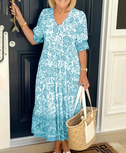 V-neck cozy Bohemian Latest Style Dress